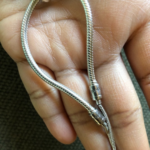 Pandora Jewelry Authentic Pandora Snake Bracelet With Love Charms